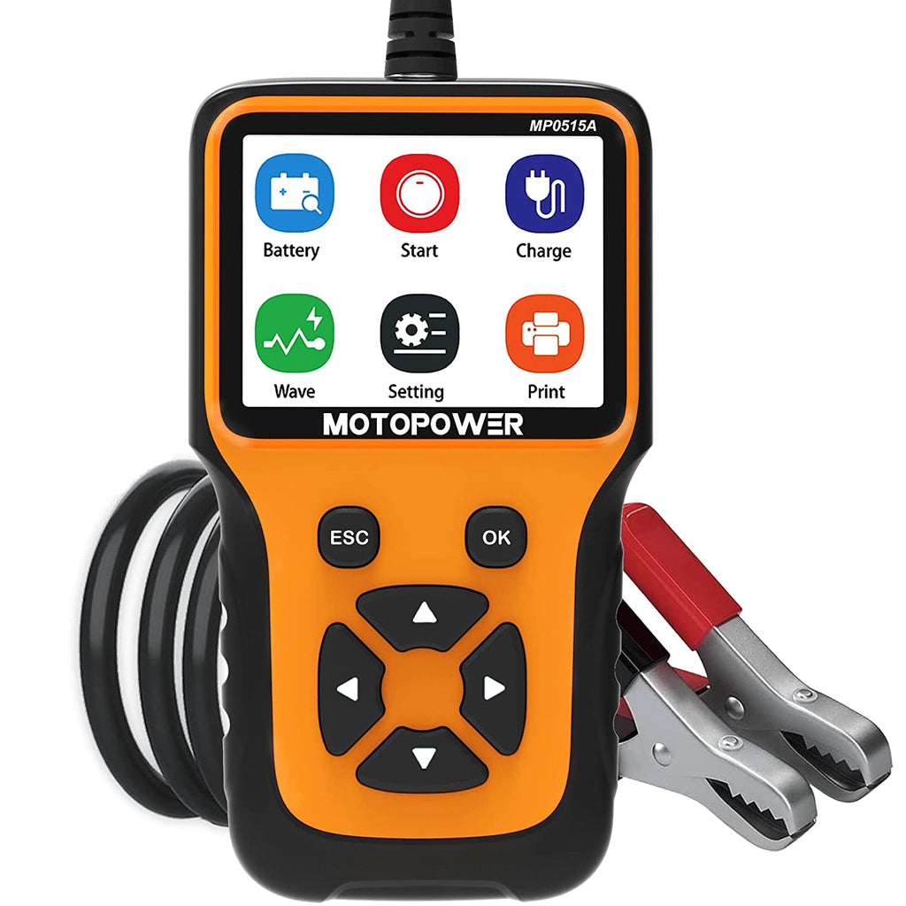 MOTOPOWER MP0515A 12V Car Battery Tester Automotive 100-2000 CCA Battery Load Tester Auto Cranking and Charging System Test Scan Tool Digital Battery Alternator Analyzer