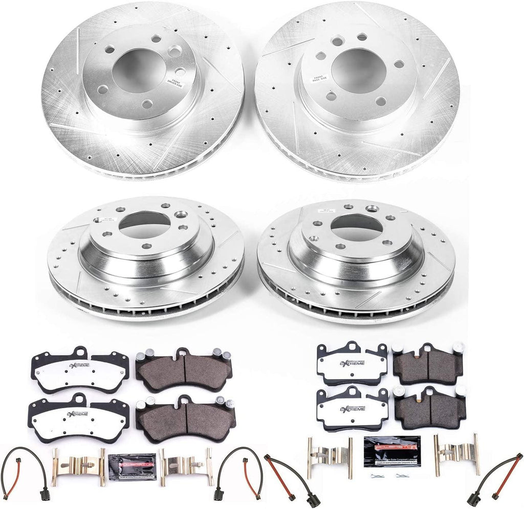 K4495-26 Front and Rear Z26 Carbon Fiber Brake Pads with Drilled & Slotted Brake Rotors Kit