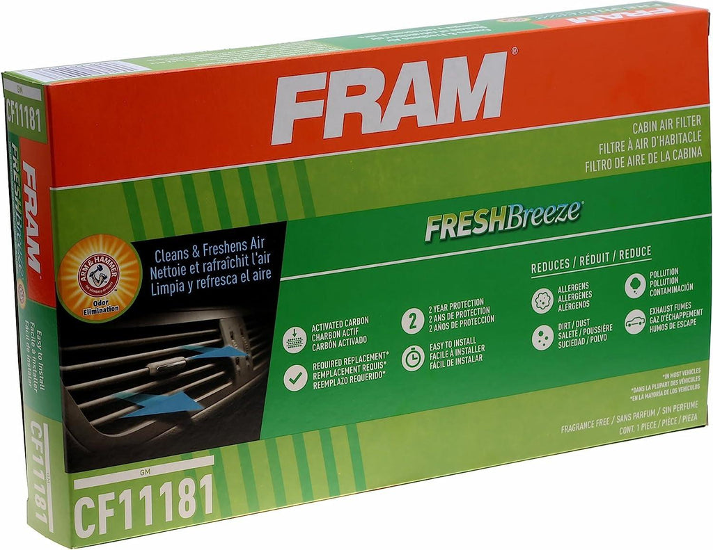 Fresh Breeze Cabin Air Filter with Arm & Hammer Baking Soda, CF11181 for GM Vehicles