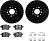 Dynamic Friction Company Rear Brake Rotors-Drilled and Slotted-Black with 5000 Advanced Brake Pads Includes Hardware 8512-07003