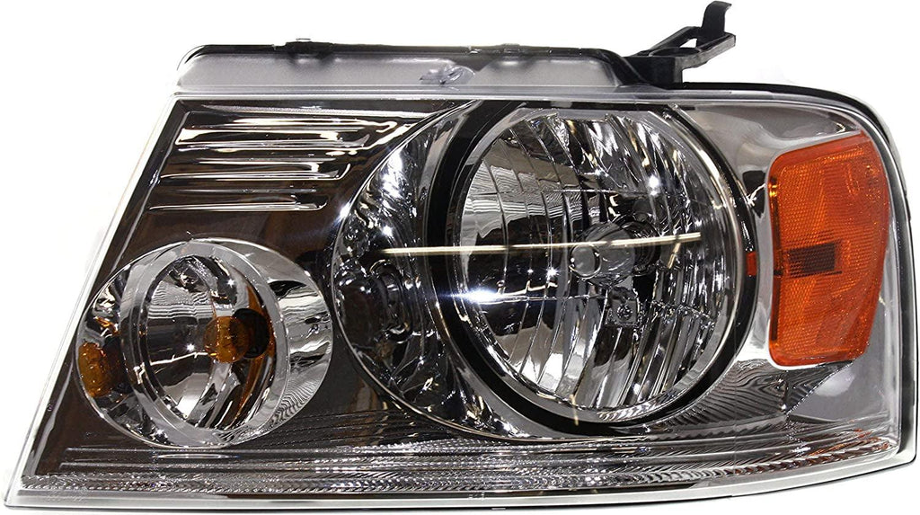 Headlight for FORD F-150 04-08 LH Assembly Halogen W/Chrome Trim New Body Style