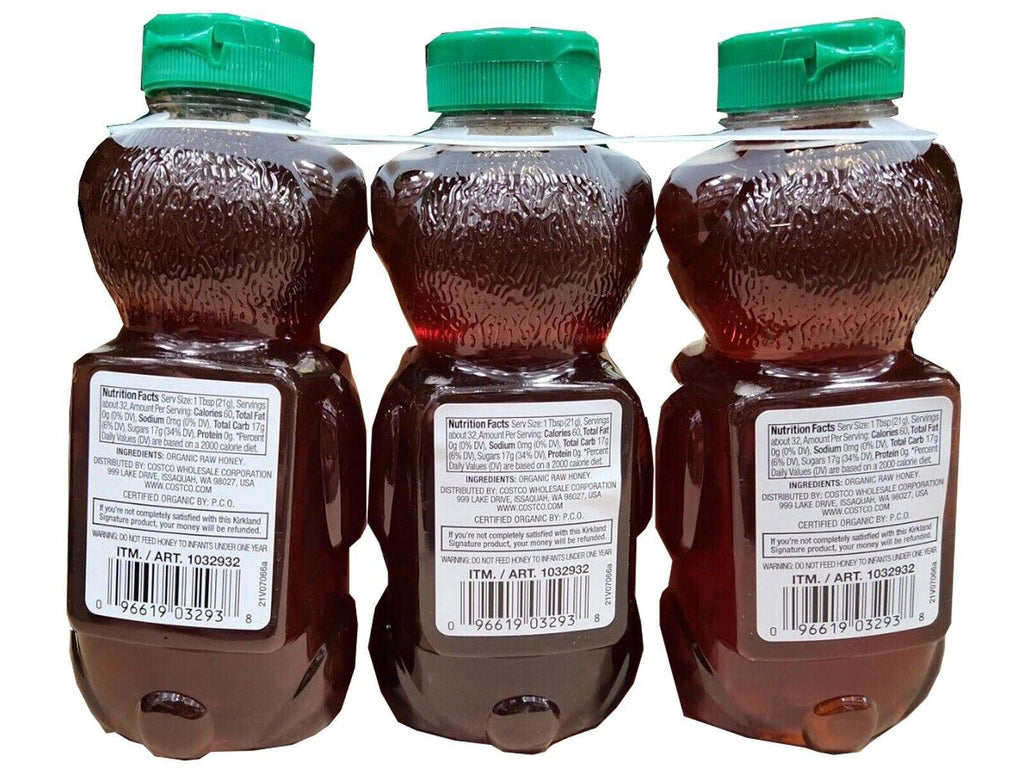 Kirkland Organic Raw Honey Bears, 24 Oz. (Pack of 3)