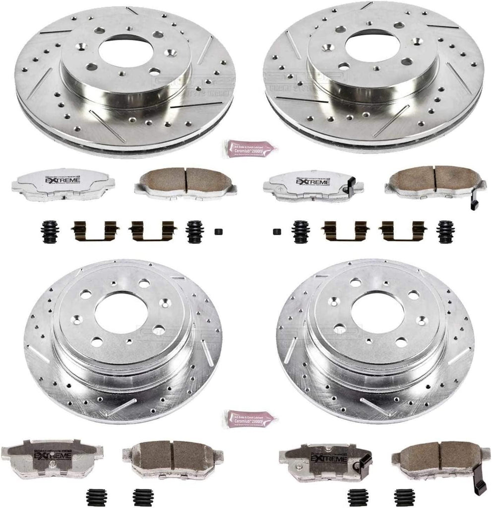 K691-26 Front and Rear Z26 Carbon Fiber Brake Pads with Drilled & Slotted Brake Rotors Kit