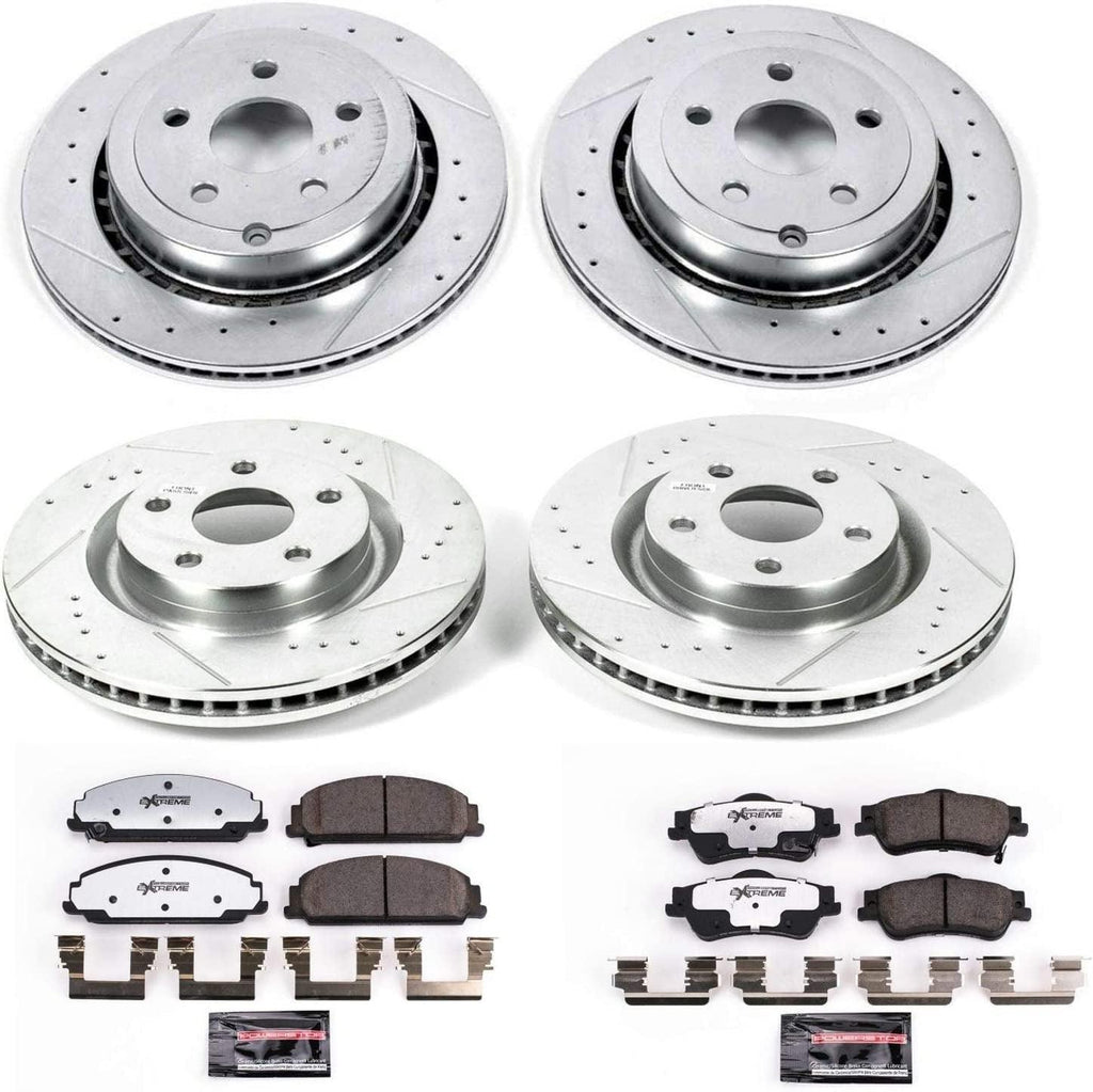 K5530-26 Front and Rear Z26 Carbon Fiber Brake Pads with Drilled & Slotted Brake Rotors Kit