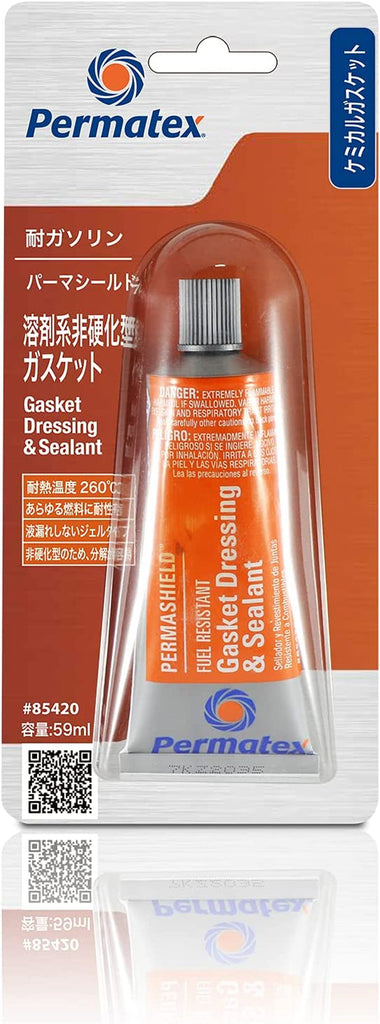 Permatex 85420 Permashield Fuel Resistant Gasket Dressing & Sealant, 2 Oz Tube, Orange