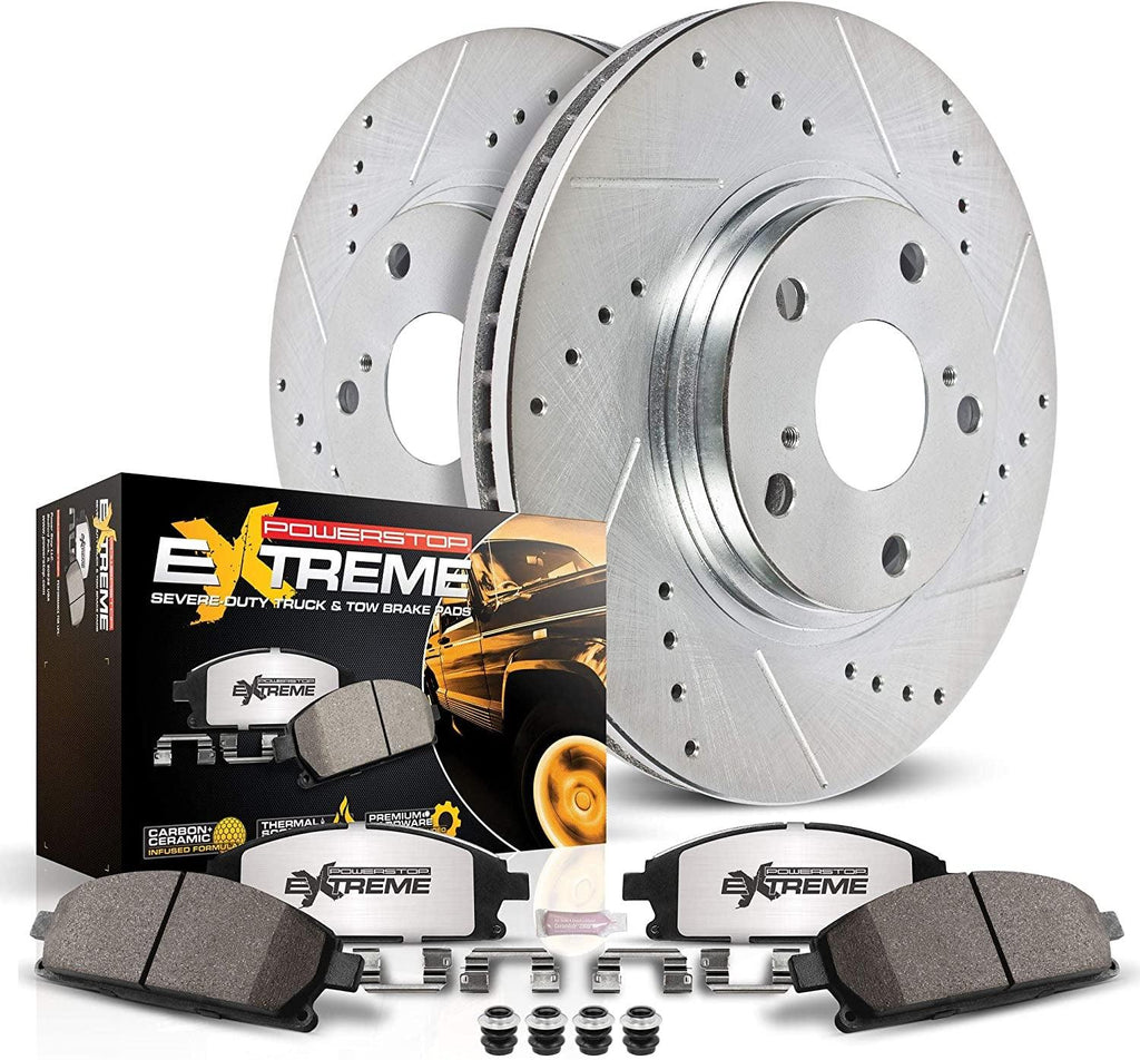 K7174-36 Rear Z36 Truck & Tow Brake Kit, Carbon Fiber Ceramic Brake Pads and Drilled/Slotted Brake Rotors