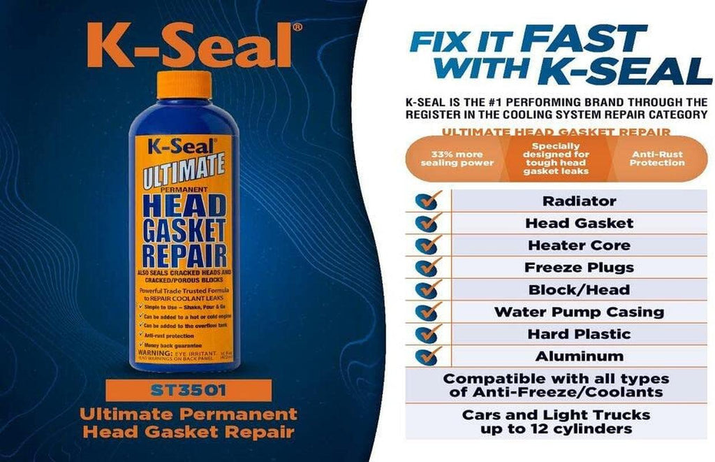 K-Seal ST3501 Pour and Go Permanent Head Gasket and Block Repair, 16 Fl. Oz