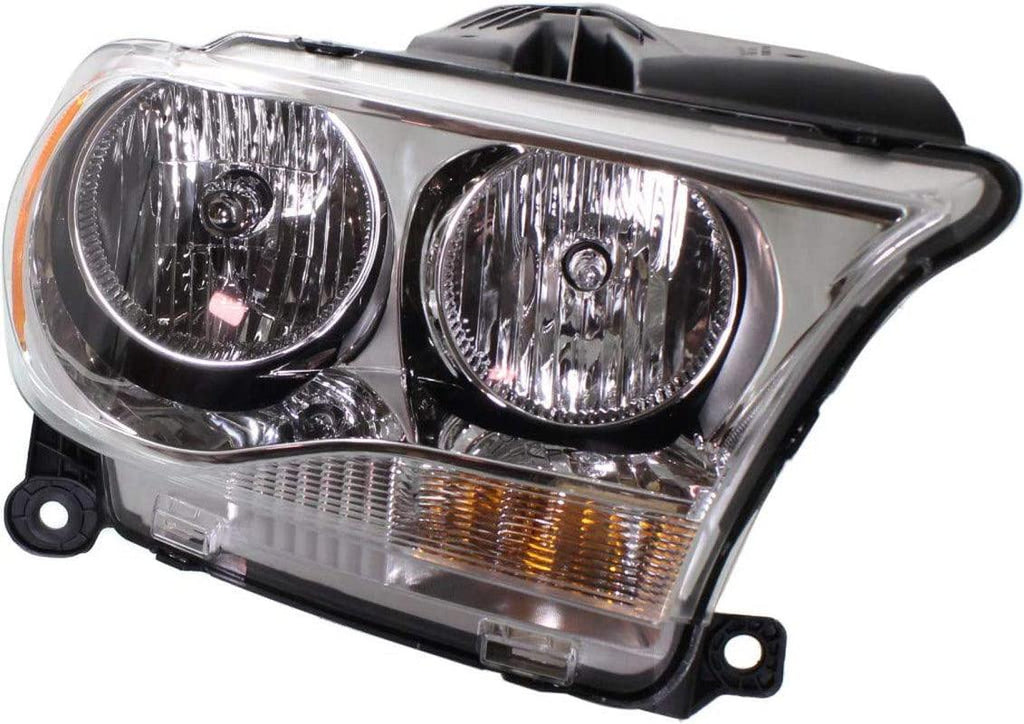 for Dodge Durango 2011 2012 2013 Headlight Assembly Passenger Side | W/Chrome Trim | Halogen | CAPA | Replacement for CH2503228, CH2503228C | 55079366AB, 55079366AC