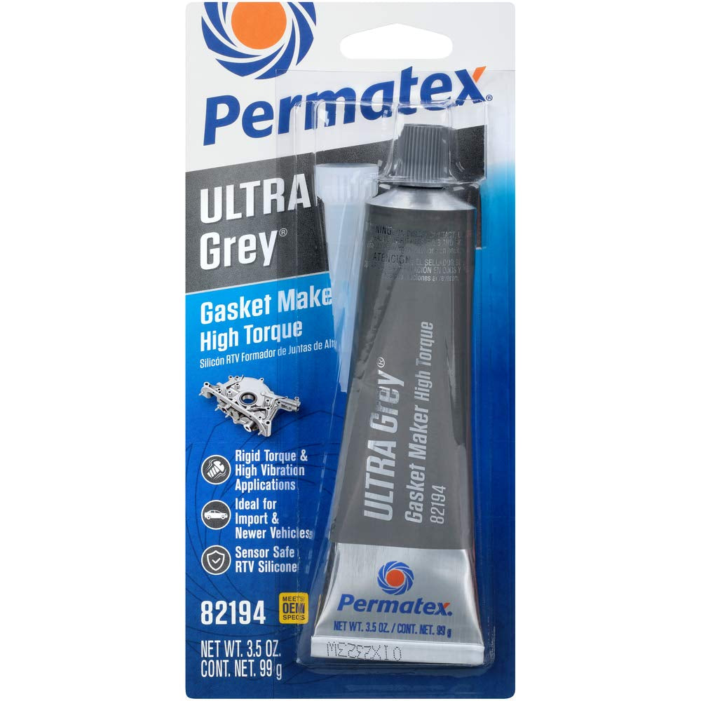 Permatex 82194 Ultra Grey Rigid High-Torque RTV Silicone Gasket Maker, 3.5 Oz. & 82180 Ultra Black Maximum Oil Resistance RTV Silicone Gasket Maker, 3.35 Oz. Tube