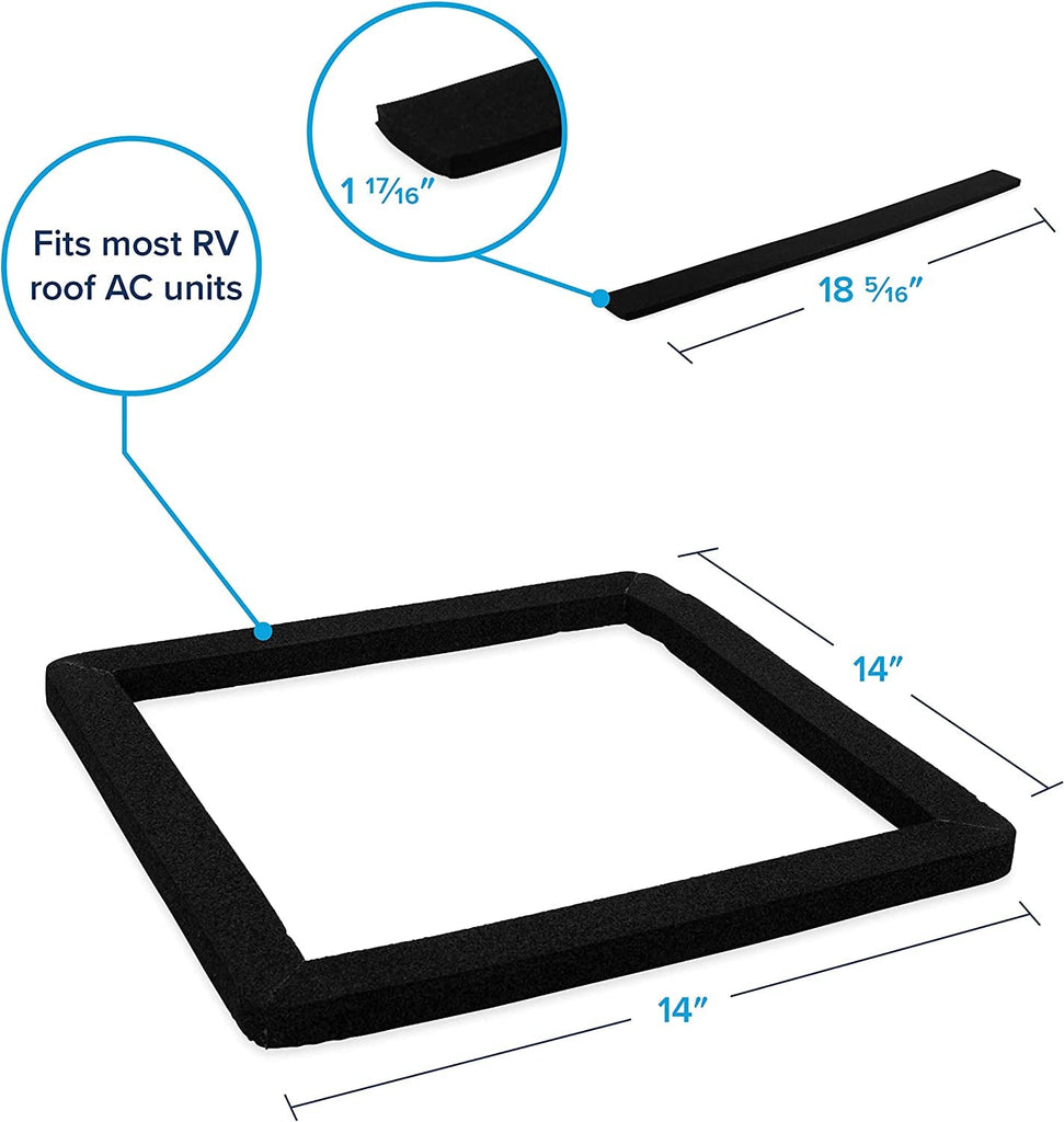 14-Inch X 14-Inch Universal Camper Roof A/C Gasket Kit | Features a Waterproof Compression Seal, Self-Adhesive Picture Frame Gasket, and Self-Adhesive Leveling Pads (25071)