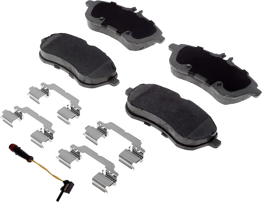 Silver 14D1340CHF1 Ceramic Front Disc Brake Pad Set with Clips and Pad Wear Sensor