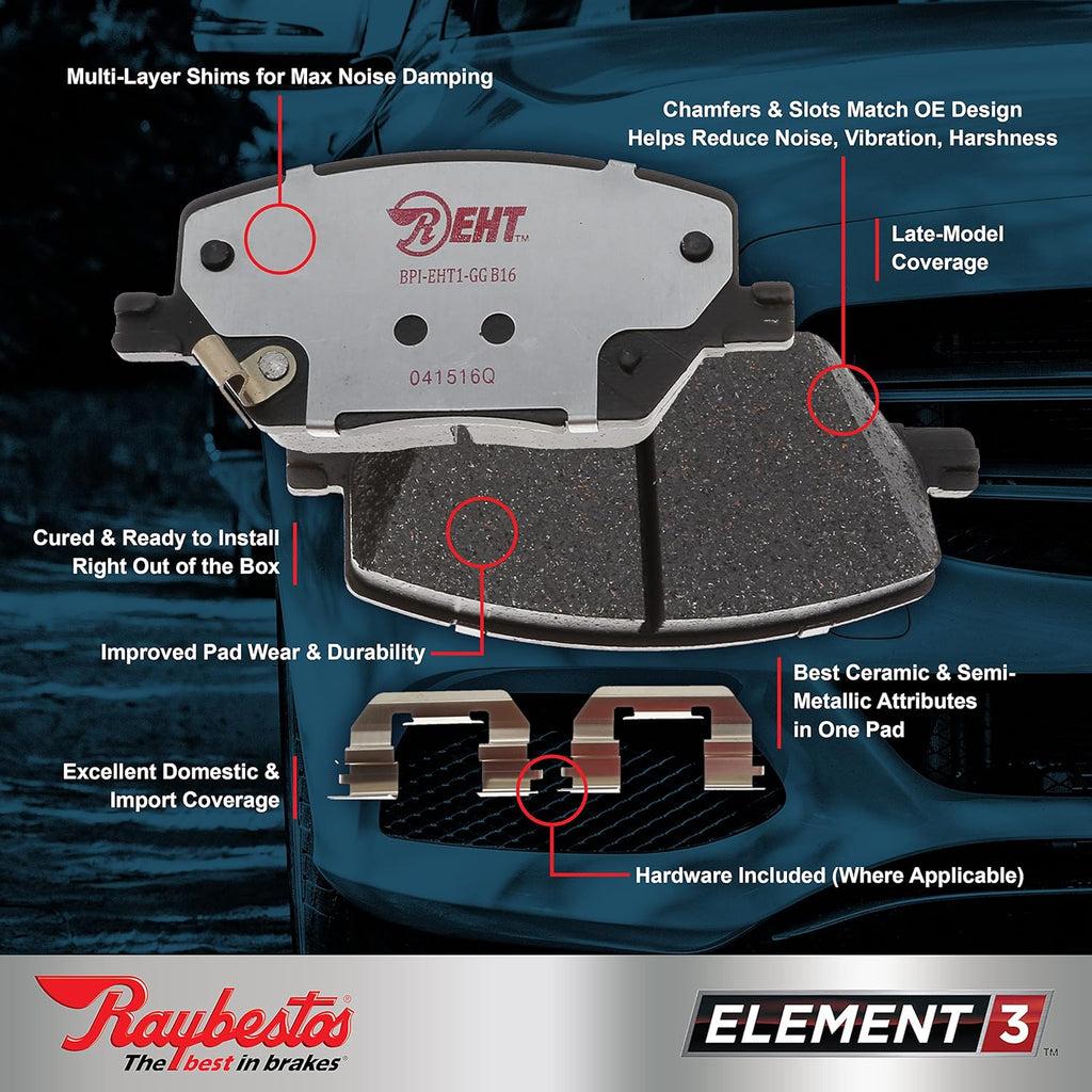 Raybestos Element3 EHTTM Automotive Replacement Front Brake Pad for Select Toyota (4Runner, FJ Cruiser, Sequoia, Tacoma, Tundra), Lexus (GX460,GX470) (EHT976H)