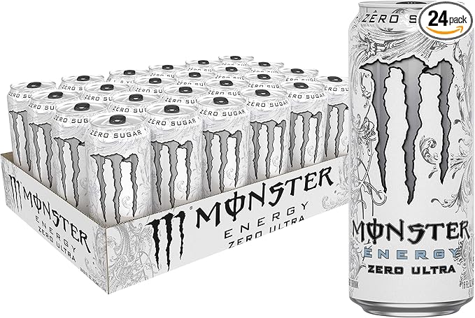 Monster Energy Zero Ultra, Sugar Free Energy Drink, 16 Fl Oz (Pack of 24)