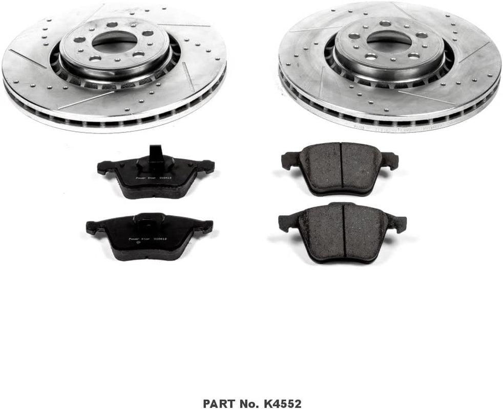 K4552 Front Z23 Carbon Fiber Brake Pads with Drilled & Slotted Brake Rotors Kit