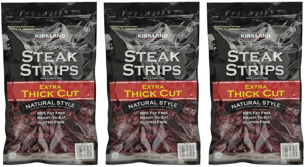 Kirkland Signature Steak Strips Extra Thick Cut, 3 Pack (12 oz Bag)