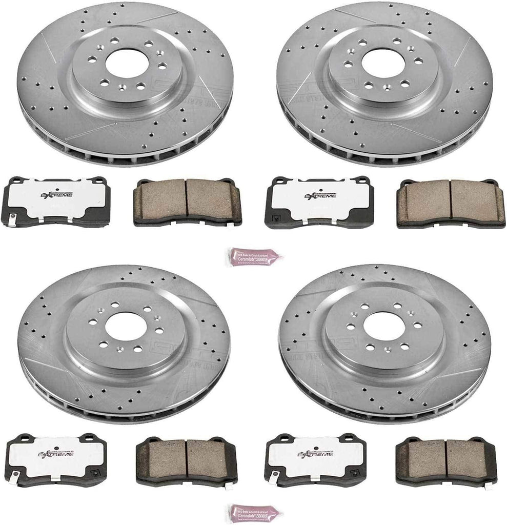 K2881-26 Front and Rear Z26 Carbon Fiber Brake Pads with Drilled & Slotted Brake Rotors Kit