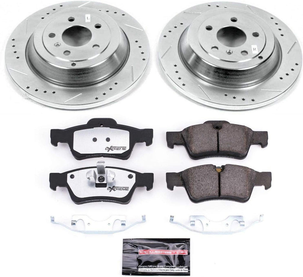 K6712-26 Rear Z26 Carbon Fiber Brake Pads with Drilled & Slotted Brake Rotors Kit