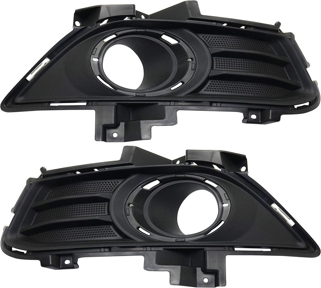 Front, Driver and Passenger Side Fog Light Trim Set of 2 Compatible with 2013-2016 Ford Fusion Textured Black