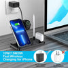 Wireless Charger,  4 in 1 Foldable Fast Charging Station Compatible Iwatch & Airpods & Apple Pencil, Iphone 14/13/12/11Series(Pro & Pro Max)/X/Xs/Xs/8, Android Phone(With QC3.0 Adapter)