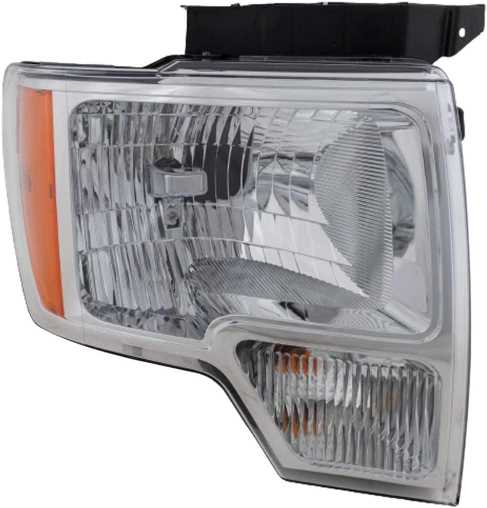 Headlight Assembly for Ford F-150 2011 12 13 2014 Passenger Side Chrome Trim CAPA Replacement for FO2503287 | DL3Z13008A