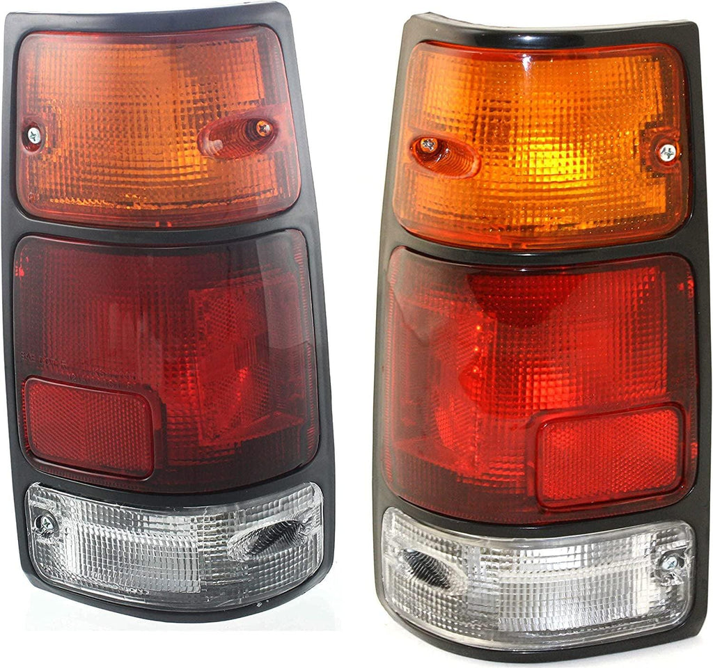 Tail Light Assembly Compatible with 1991-1997 Isuzu Rodeo and 1994-1997 Honda Passport, Black Trim, Set of 2, Driver and Passenger Side