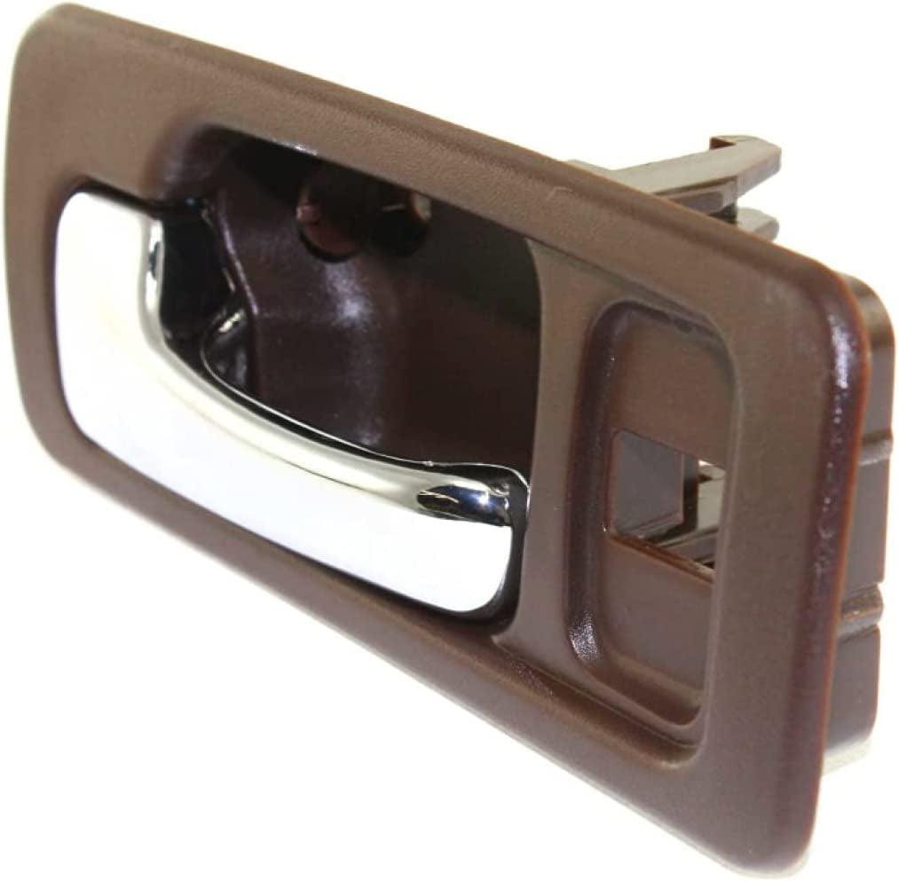 for Honda Accord Interior Door Handle Front, Driver Side Brown Bezel with Chrome Lever (1990-1993) | with Door Lock Hole| Trim:All Submodels