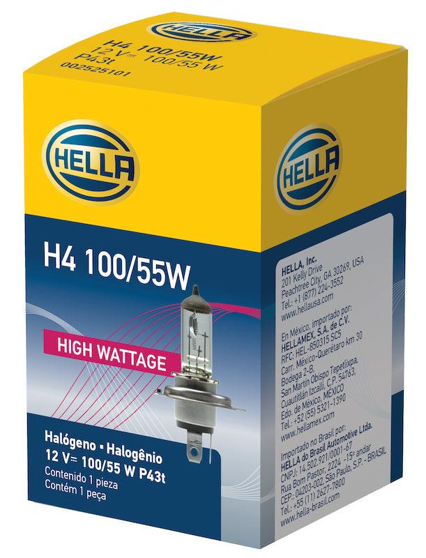 HELLA H4 100/55W High Wattage Series Halogen Light Bulb - greatparts