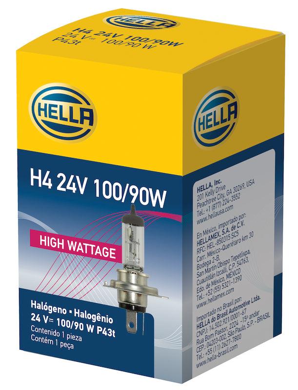 HELLA H4 24V 100/90W High Wattage Series Halogen Light Bulb - greatparts