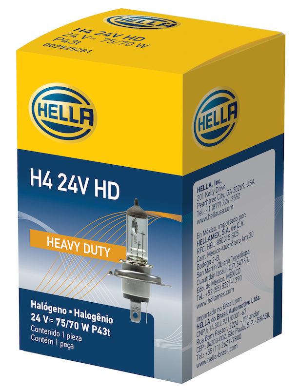 HELLA H4 24V HD Heavy Duty Series Halogen Light Bulb - greatparts