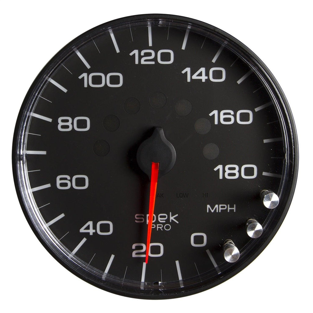 5 in. SPEEDOMETER 0-180 MPH SPEK-PRO BLACK/BLACK - greatparts