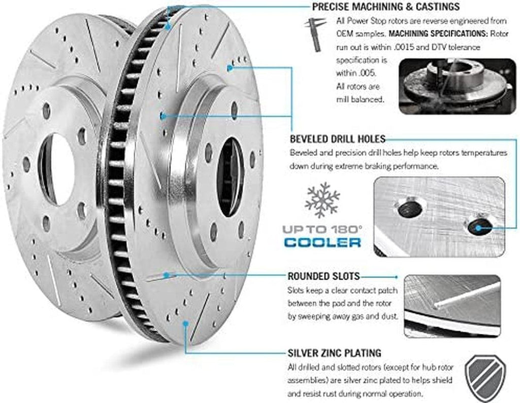 K6602 Front and Rear Z23 Carbon Fiber Brake Pads with Drilled & Slotted Brake Rotors Kit