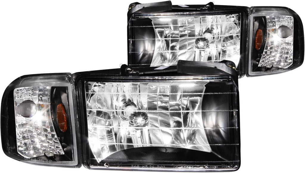 111067 Dodge Ram Crystal Black with Corner Headlight Assembly - (Sold in Pairs)