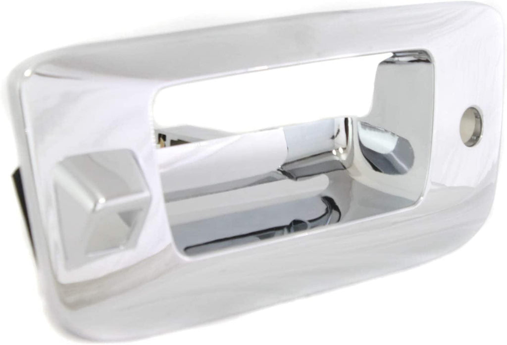 Tailgate Handle Compatible with 2007-2013 Chevrolet Silverado 1500 Chrome New Body Style, for Models with Locking Tailgate and Rear View Camera Exterior