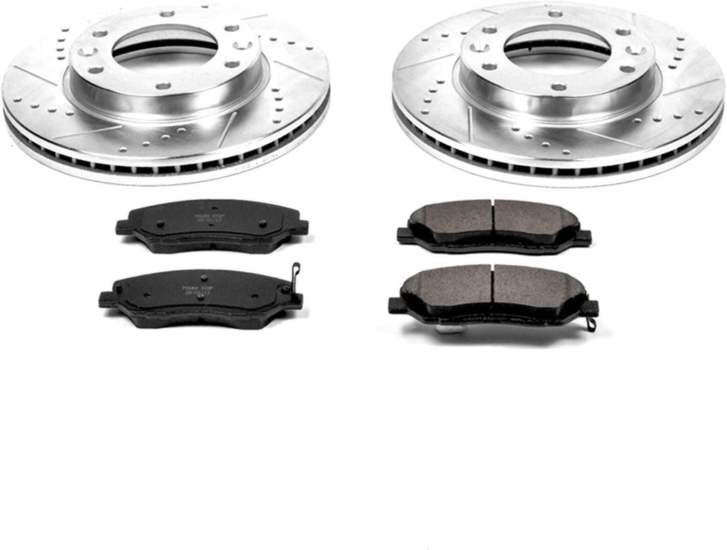 K4664 Front Z23 Carbon Fiber Brake Pads with Drilled & Slotted Brake Rotors Kit