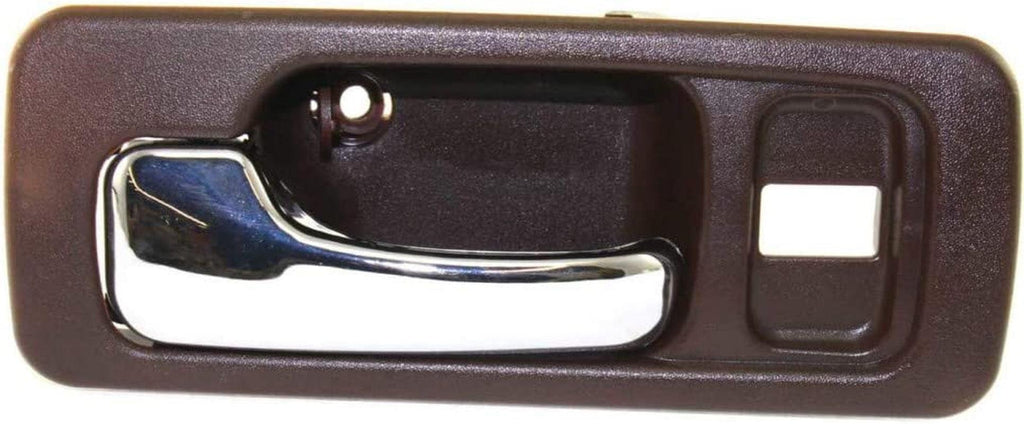 for Honda Accord Interior Door Handle Front, Driver Side Brown Bezel with Chrome Lever (1990-1993) | with Door Lock Hole| Trim:All Submodels