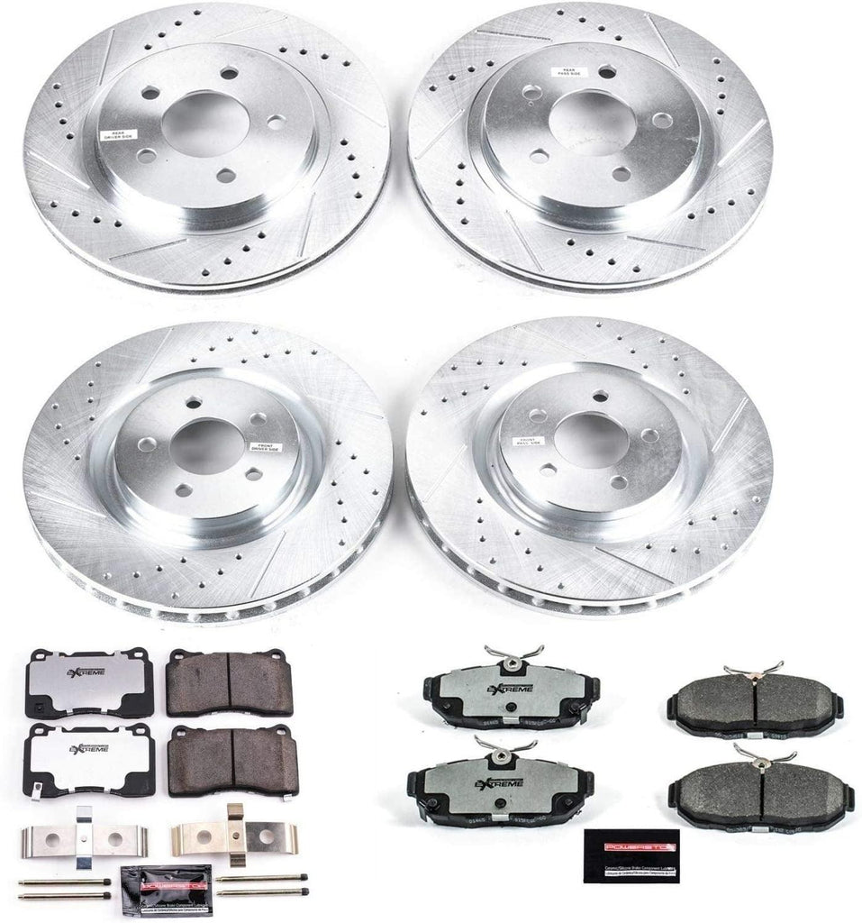 K4148-26 Front and Rear Z26 Carbon Fiber Brake Pads with Drilled & Slotted Brake Rotors Kit