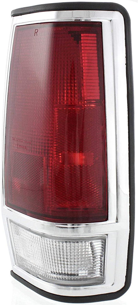 Tail Light Lens and Housing Compatible with 1985-1986 Nissan 720 with Chrome Trim, Set of 2, Driver and Passenger Side