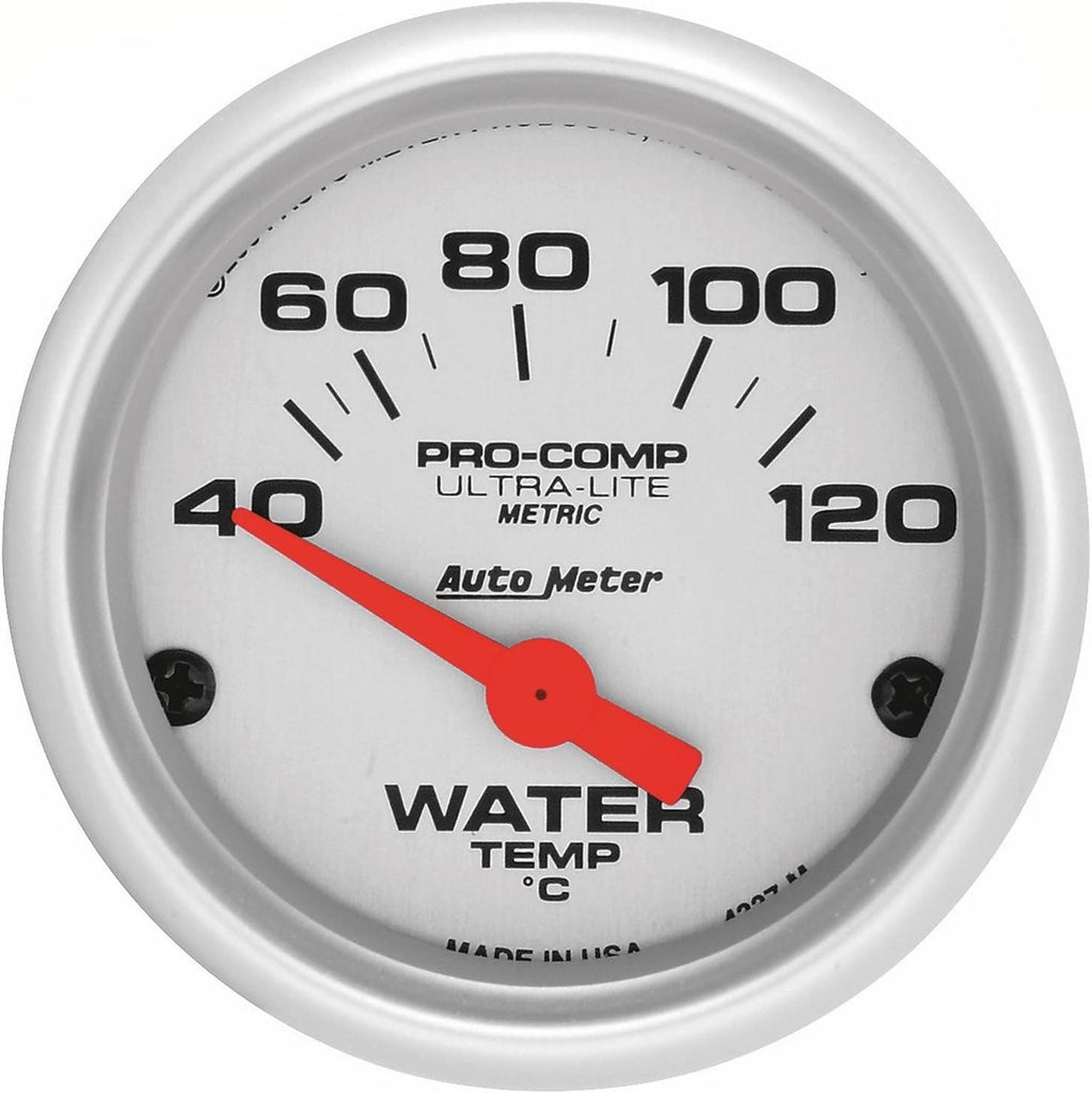 Ultra-Lite Analog Gauges Gauge, Ultra-Lite, Metric Water Temperature, 40-120 Degrees C, 2 1/ 16 In., Analog, Electrical, Each