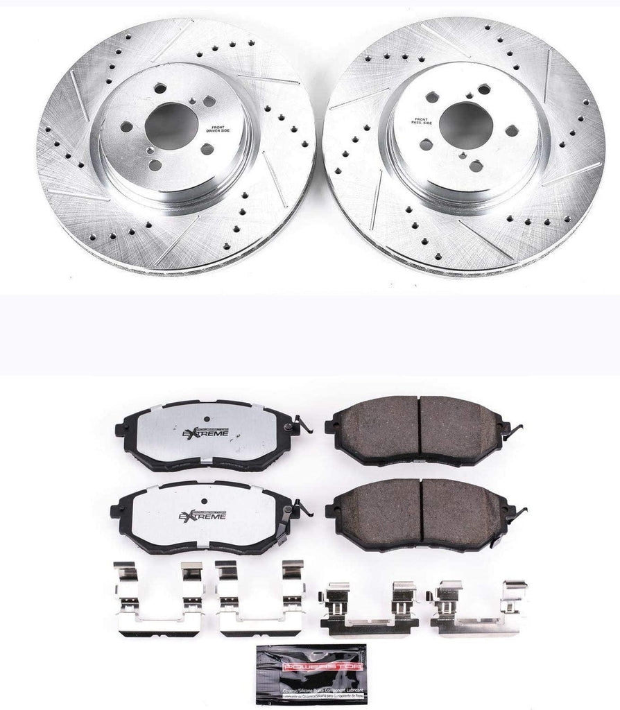 K285-26 Front Z26 Carbon Fiber Brake Pads with Drilled & Slotted Brake Rotors Kit