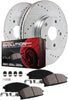 K7346 Front and Rear Z23 Carbon Fiber Brake Pads with Drilled & Slotted Brake Rotors Kit