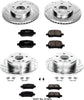 K1063 Front and Rear Z23 Carbon Fiber Brake Pads with Drilled & Slotted Brake Rotors Kit