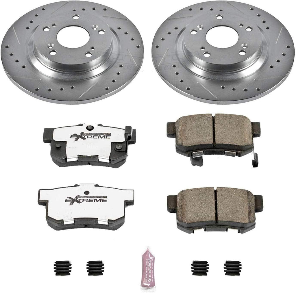 K2310-26 Rear Z26 Carbon Fiber Brake Pads with Drilled & Slotted Brake Rotors Kit