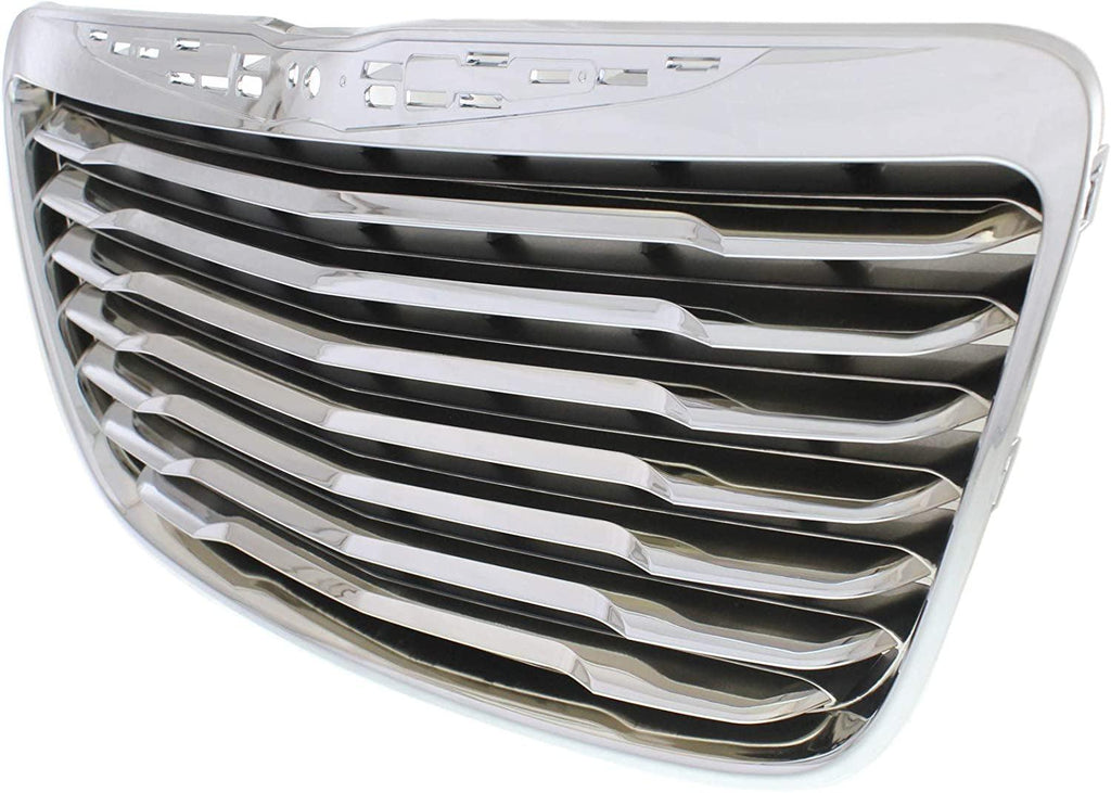 Grille Assembly Compatible with CHRYSLER 300 2011-2014 Chrome Shell/Painted-Black Insert with Chrome Trim Factory Installed