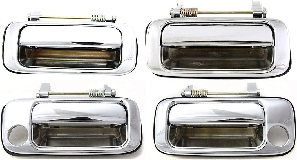 Front and Rear, Driver and Passenger Side Exterior Door Handle Set of 4 Compatible with 1991-1997 Toyota Land Cruiser Zinc Chrome