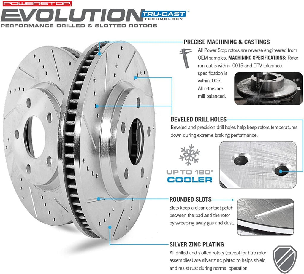 K6479 Front Z23 Carbon Fiber Brake Pads with Drilled & Slotted Brake Rotors Kit