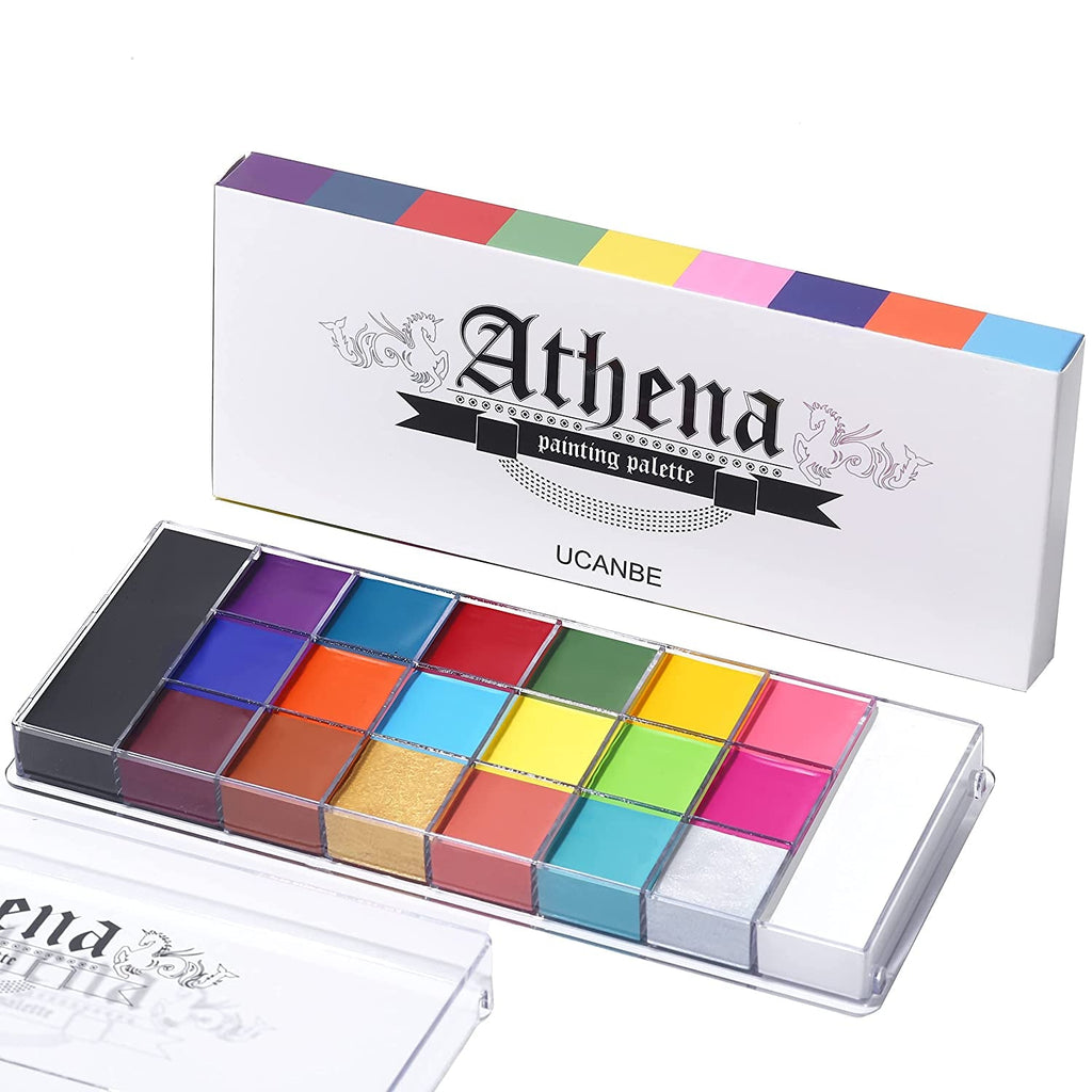 UCANBE Athena Face Body Paint Oil Palette, Professional Flash Non Toxic Safe Tattoo Halloween FX Party Artist Fancy Makeup Painting Kit for Kids and Adult