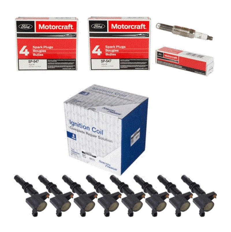 Set (8) FORD Spark Plugs Motorcraft SP547 & (8) Spectra Premium Coils 4.6 V8