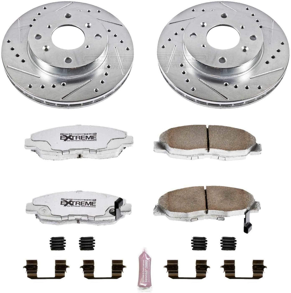 K1239-26 Front Z26 Carbon Fiber Brake Pads with Drilled & Slotted Brake Rotors Kit