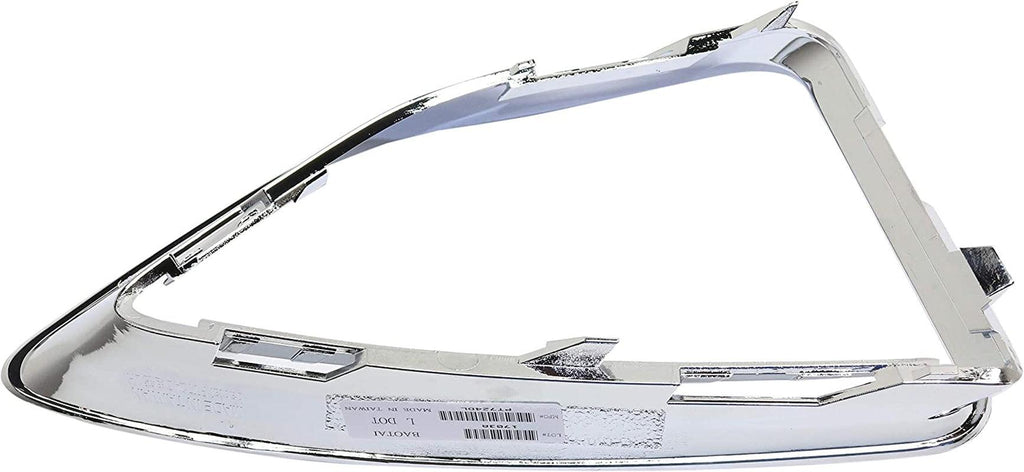 Front, Driver Side Fog Light Trim Compatible with 2010-2012 Ford Fusion Chrome, Hybrid/Sel/(Sport 10-10) Models