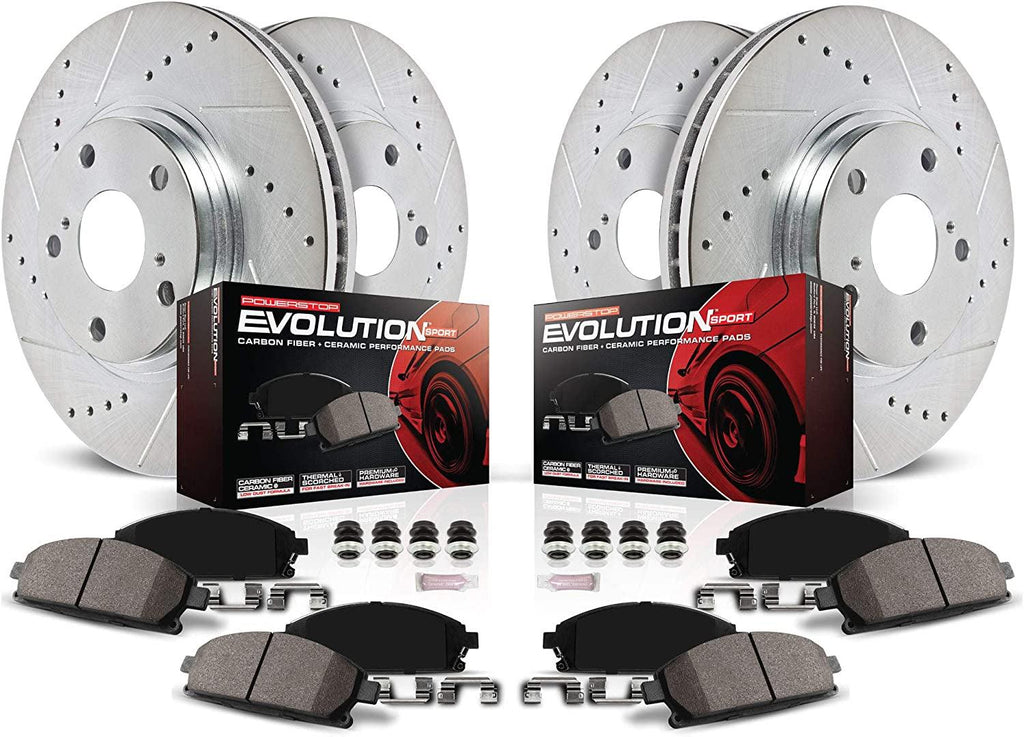 K8397, Z23 Front and Rear Brake Kit-Drilled/Slotted Brake Rotors & Carbon Ceramic Brake Pads